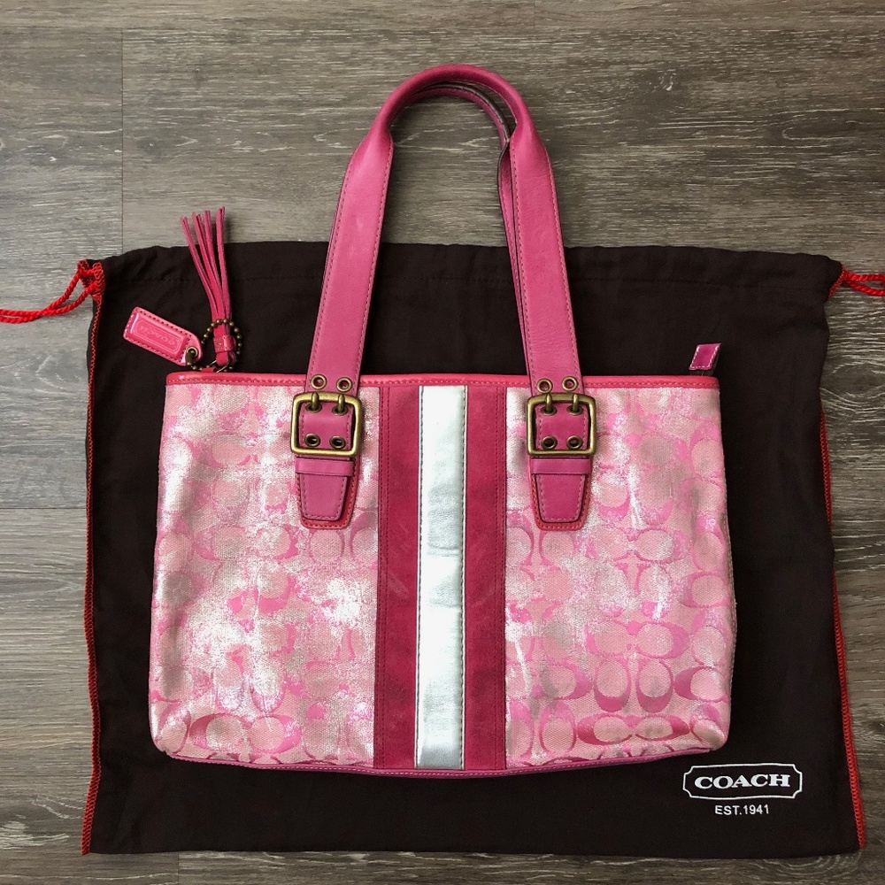 Vintage Coach Metallic Pink Tote / Handbag